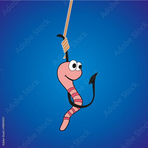 Funny worm on a hook