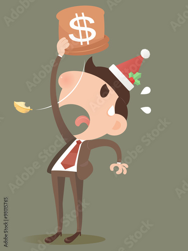 Businessman losing money from a bag