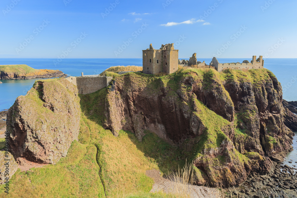 Dunnottar Castle with blue sky in - Stonehaven, Aberdeen