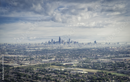 Картината върху платно Aerial view od Chicago Downtown