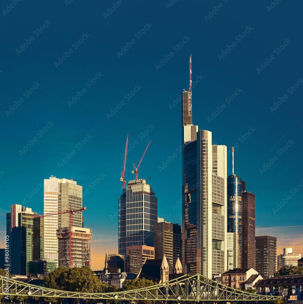 Frankfurt am Main city with retro vintage Instagram style effect