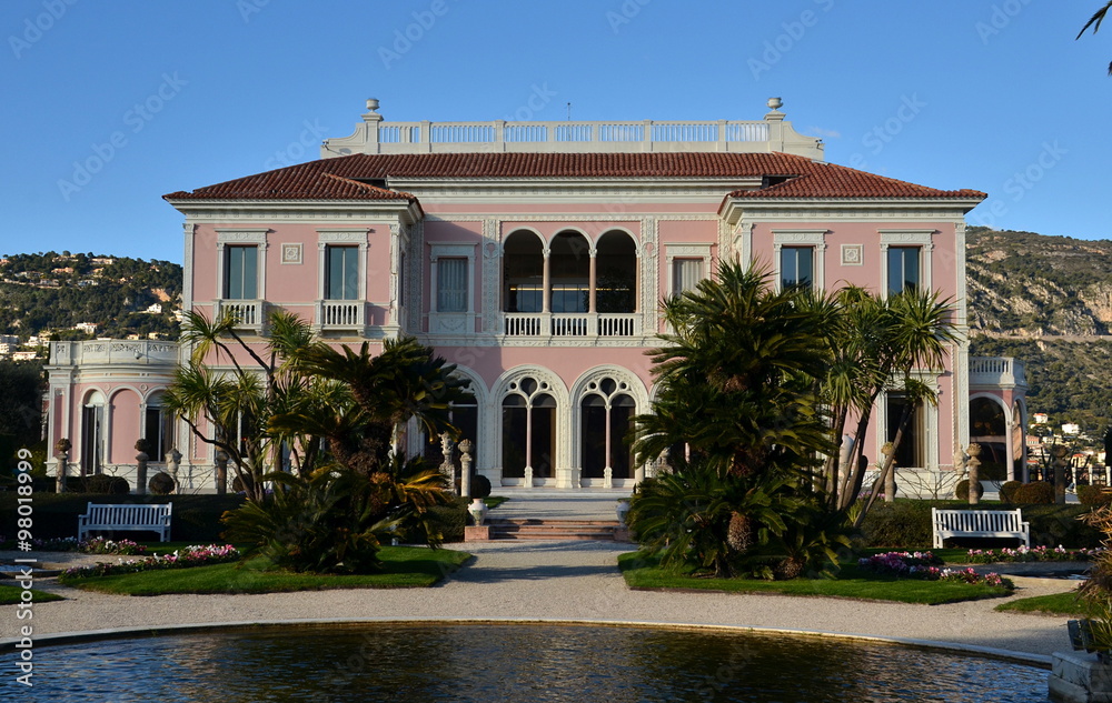 Front view on villa Rothschild, Cap Ferrat, French Riviera, France