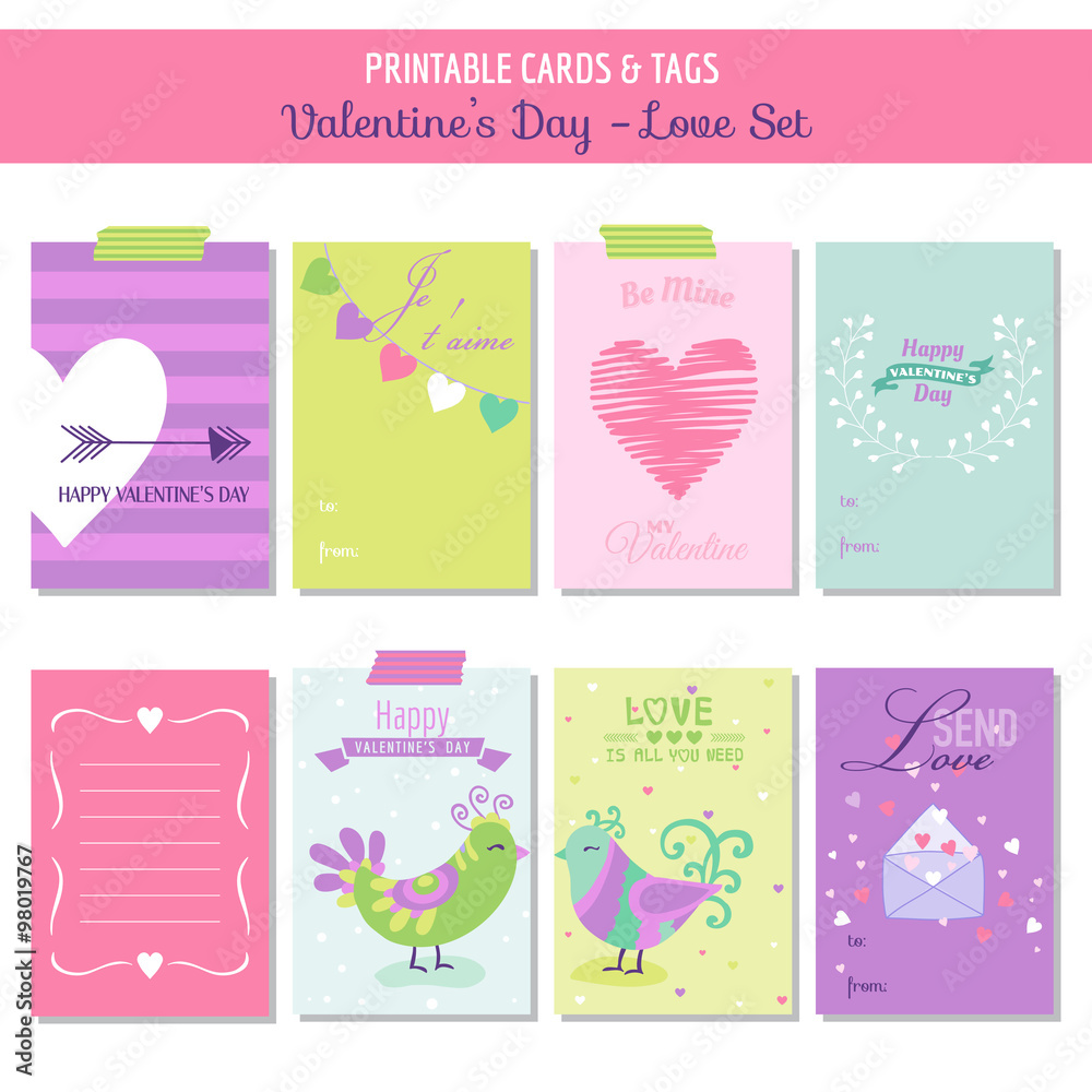 Cute Valentine's Day and Love Set - Set of Tags and Labels Cute Valentine's Day and Love Set - Set of Tags and Labels