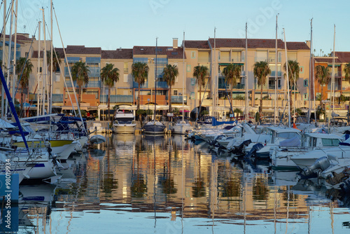 sunset in a marina photo