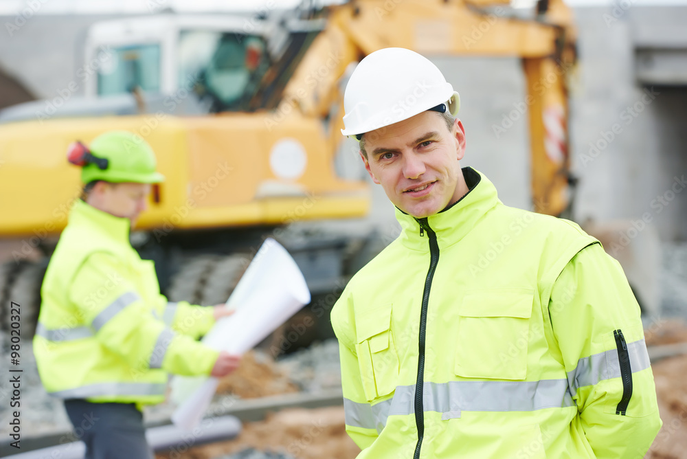 Engineer builders at construction site Engineer builders at construction site