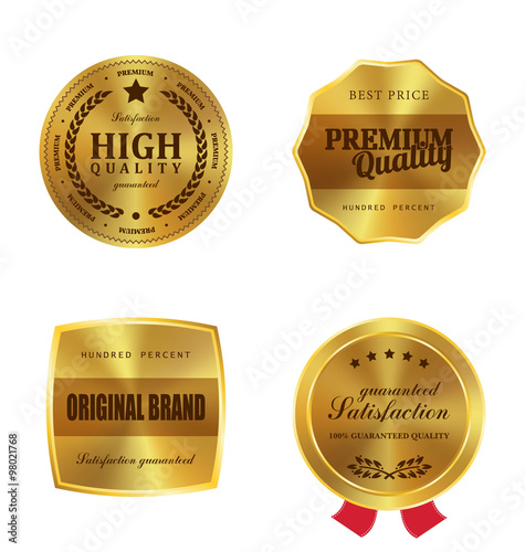 Golden metal badges vector