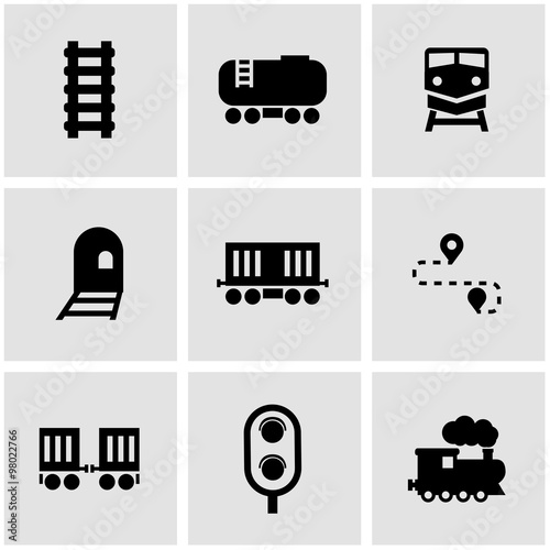 Vector black railroad icon set. Railroad Icon Object, Railroad Icon Picture, Railroad Icon Image - stock vector