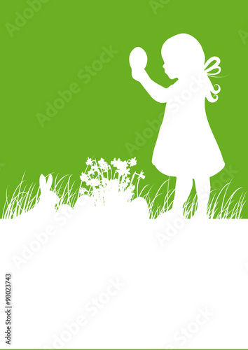 Osterhase Ostereier Kind Wiese Narzissen