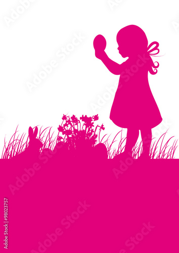 Osterhase Ostereier Kind Wiese Narzissen