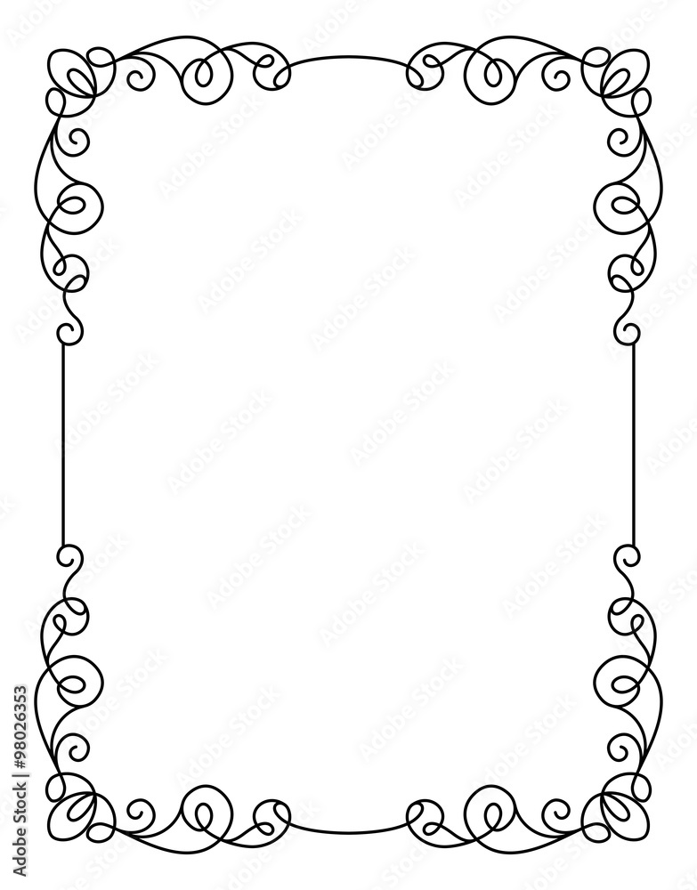 Calligraphic rectangle frame in retro style
