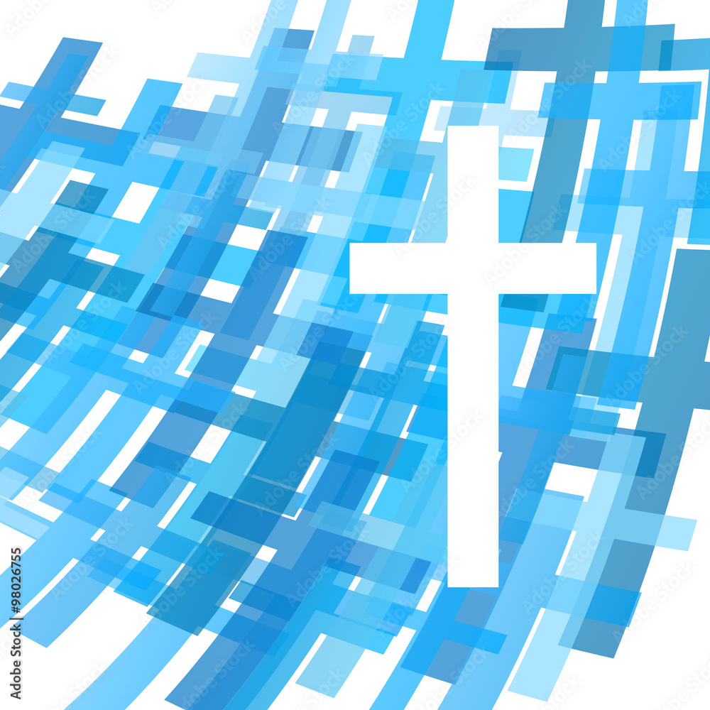 Cross clear blue abstract Christianity religion background vecto