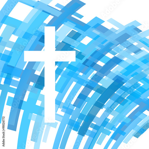 Cross clear blue abstract Christianity religion background vecto