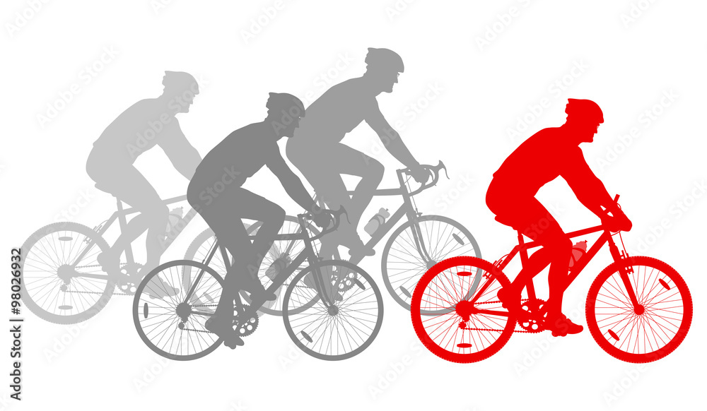 Obraz premium Cycling cyclist bike silhouette group athletes vector background
