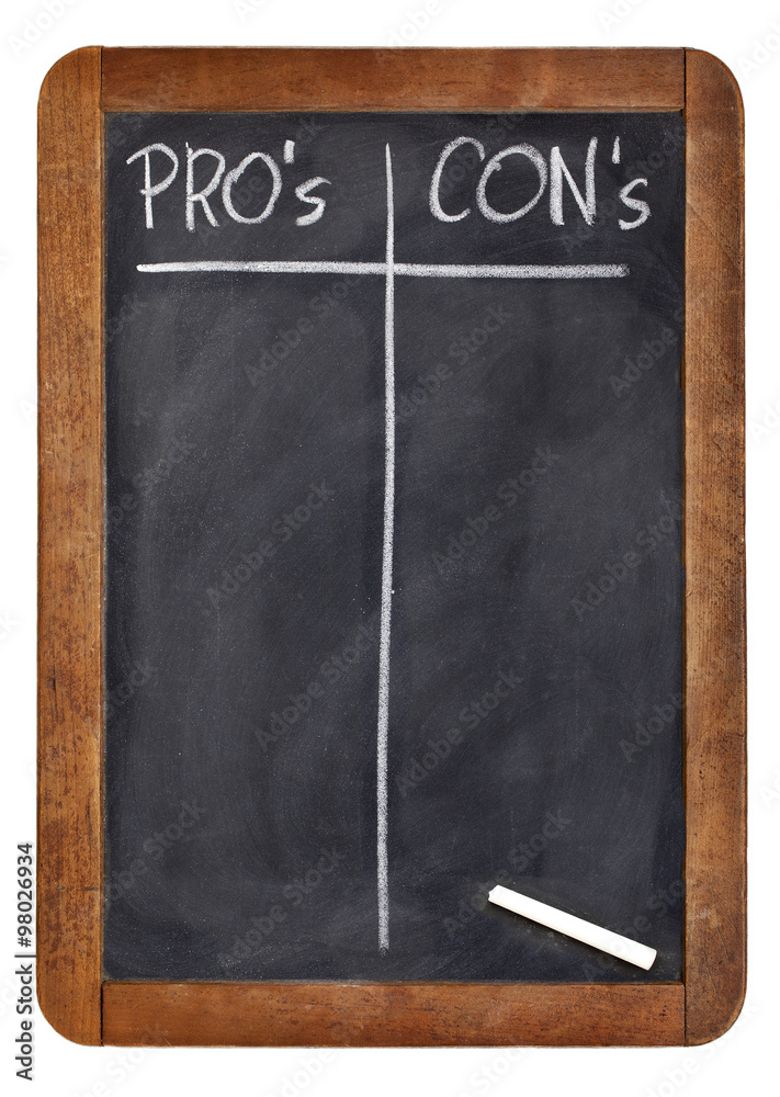 blank list of pro and contra arguments