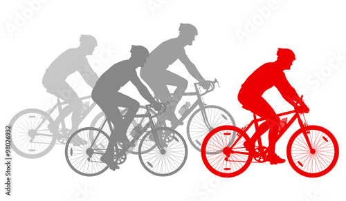 Cycling cyclist bike silhouette group athletes vector background