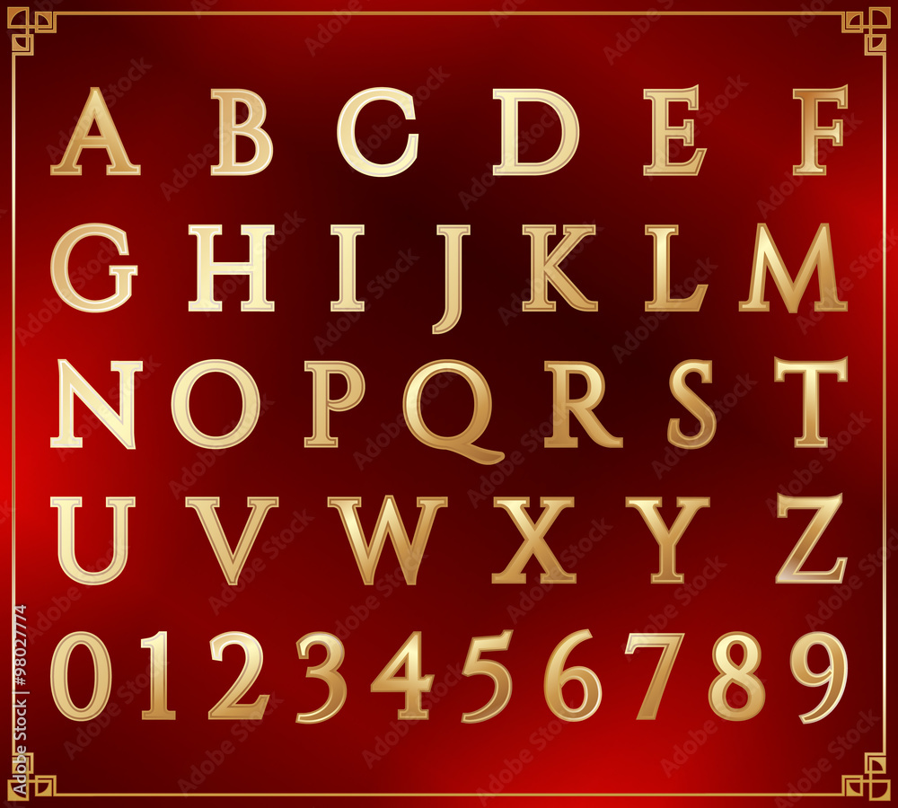 Gold alphabet set