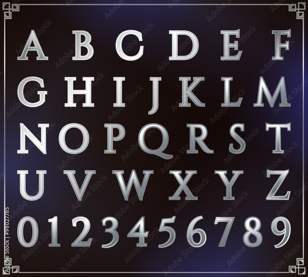 Silver alphabet set