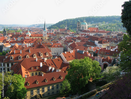 View of the old town of Prague - the red roofs