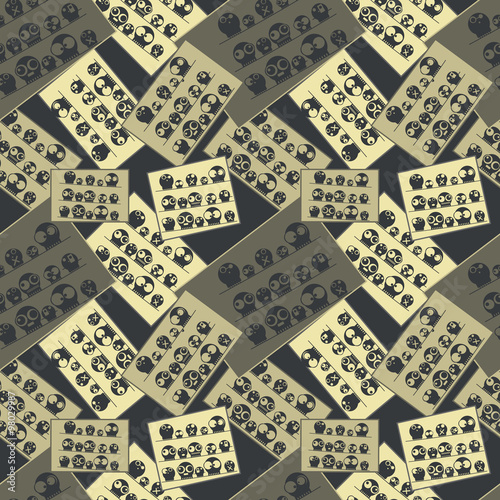 Pictures of funny cute monsters - seamless pattern. Vector