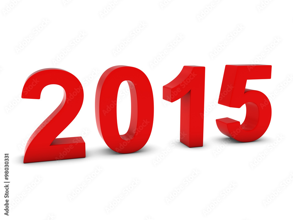 Red 2015 3D Numbers - Year Twenty Fifteen Isolated on White Red 2015 3D Numbers - Year Twenty Fifteen Isolated on White