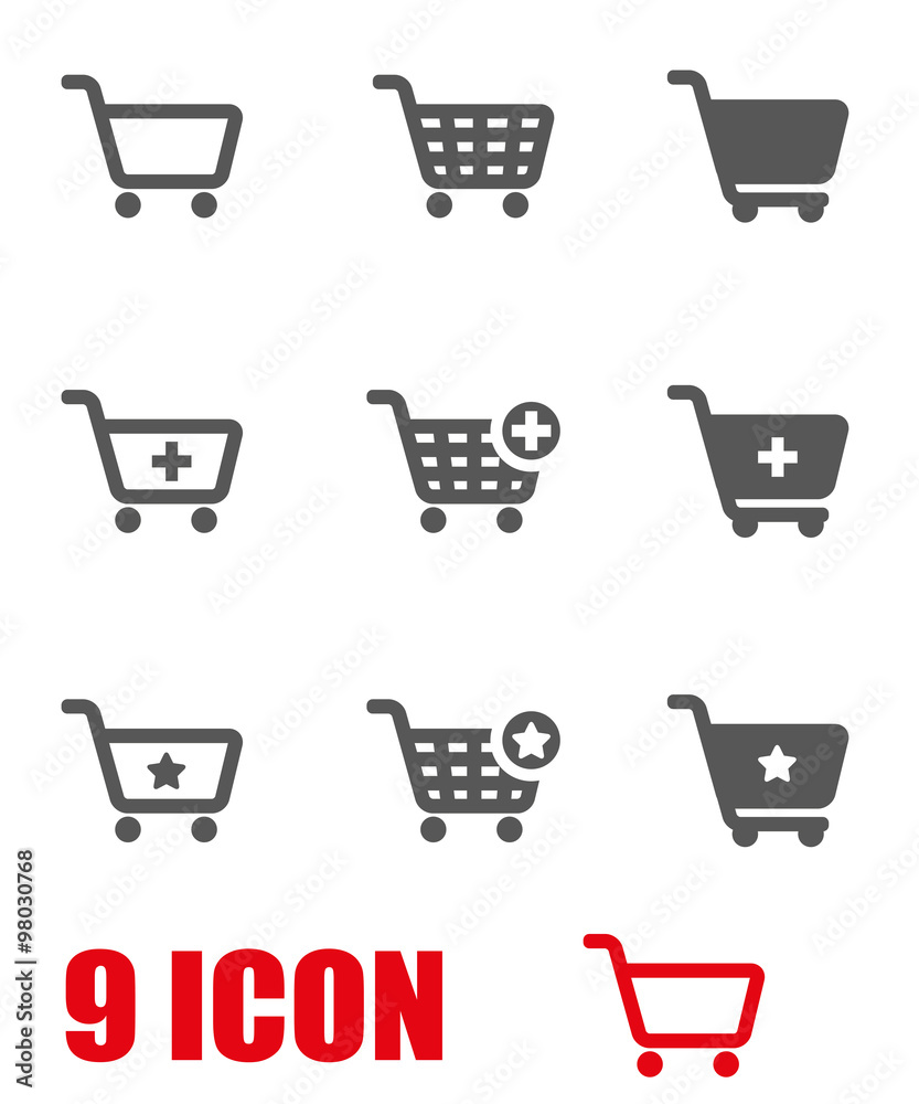 Vector grey shopping cart icon set. Shopping Cart Icon Object, Shopping Cart Icon Picture, Shopping Cart Icon Image - stock vector