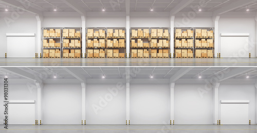 Fototapeta Naklejka Na Ścianę i Meble -  Full warehouse and empty. 3d illustration.