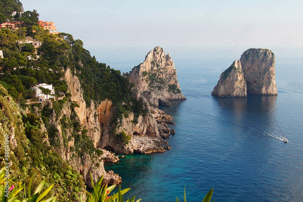 Autumn day on the coast of the Capri Island - Island of Love ,famous destination in Italy Autumn day on the coast of the Capri Island - Island of Love ,famous destination in Italy