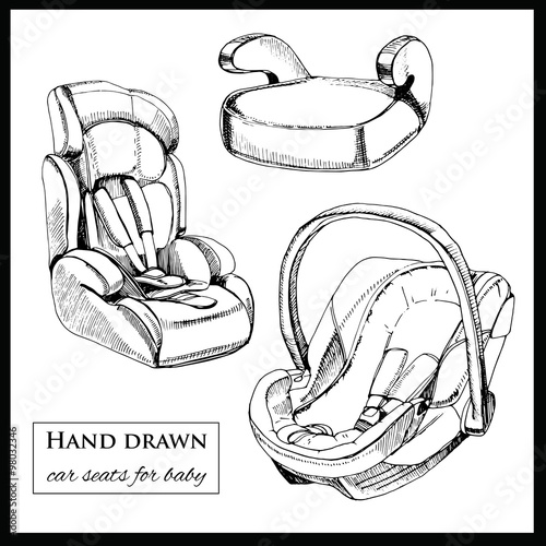  car seats for baby on white background