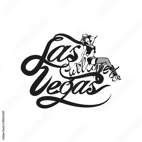 Vintage Greeting label, Typographical background Welcome to Las Vegas,  Vector design
