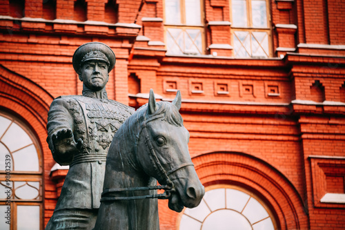 Monument to Marshal Georgy Zhukov on red square in Moscow, Russi photo