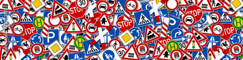 background of many road signs