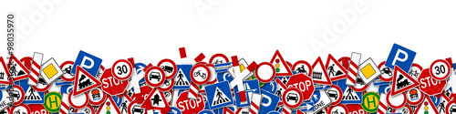 background of many road signs photo