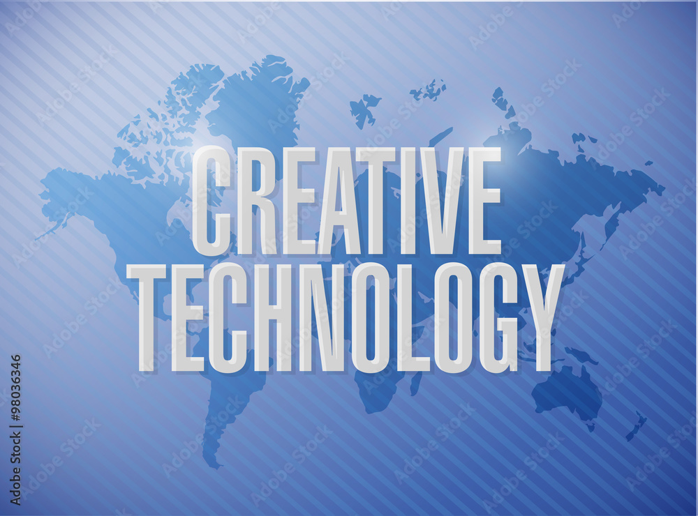 creative technology world map sign concept