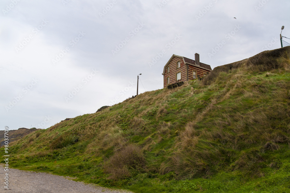 Promenade and old house near the seafront at Wimereux, Pas de Calais, France Promenade and old house near the seafront at Wimereux, Pas de Calais, France