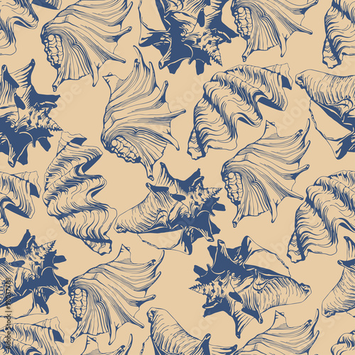 Seamless pattern with different shells