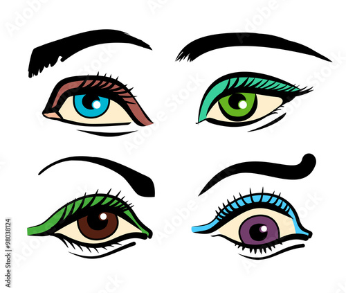 Vector color eyes illustration set