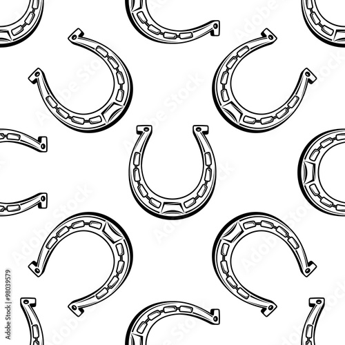 Old horseshoes seamless pattern background