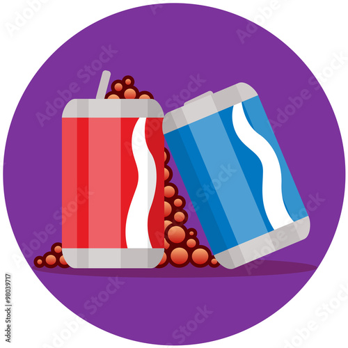 flat vector cans coke red and blue