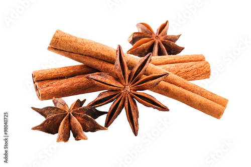Anise and Cinnamon Sticks Close-up