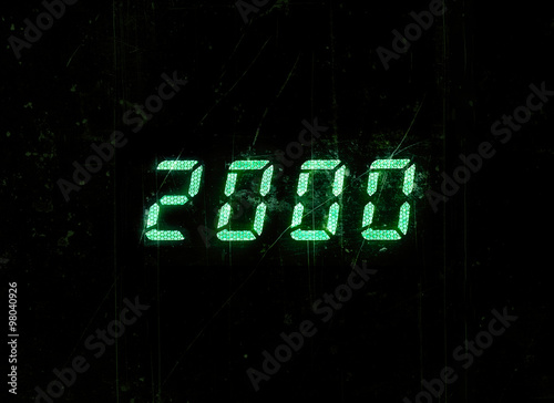 Tableau sur toile Horizontal green digital 2000 millenium display clock dust parti
