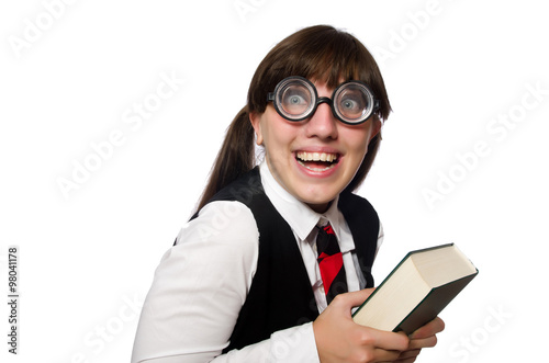 Obraz na płótnie Funny nerd student isolated on white
