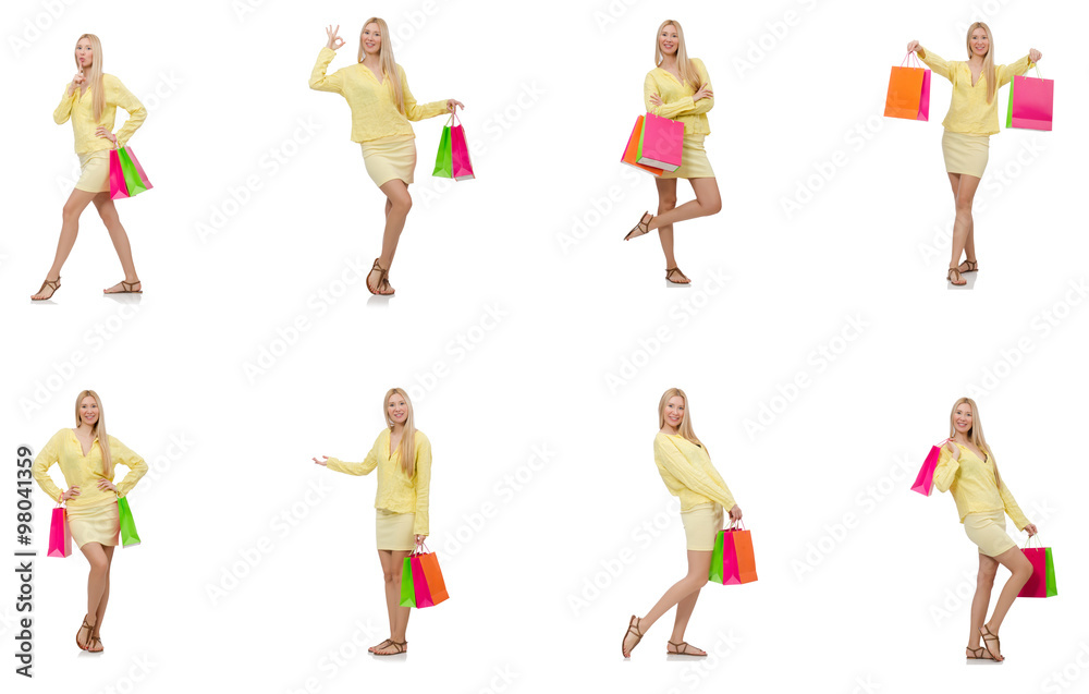 Collage of woman with shopping bags Collage of woman with shopping bags