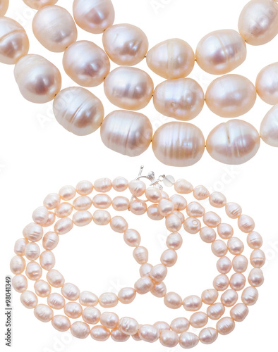 neclace from white and pink natural river pearls
