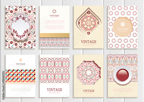 Stock vector set of brochures in vintage style