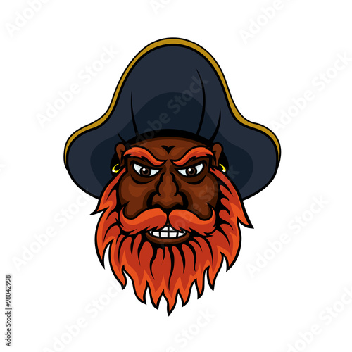 Red bearded cartoon pirate captain