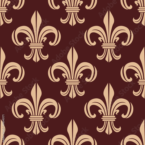 Seamless brown and beige lilies pattern