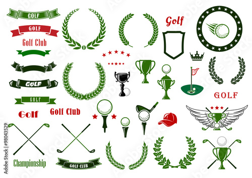 Golf and golfing sport elements or items
