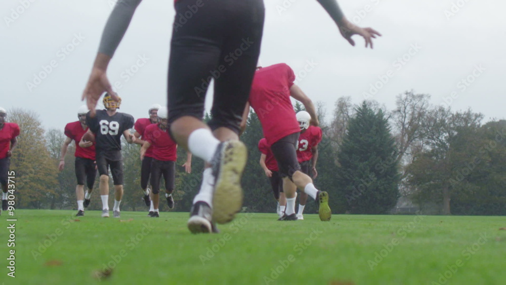 American football players at team practice American football players at team practice