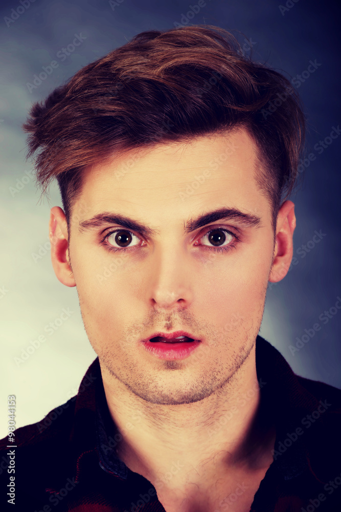 Fototapeta premium Young shocked man.