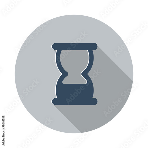 Flat Hourglass icon with long shadow on grey circle